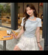 MATINEE Asymmetrical Neckline Top With Chokers